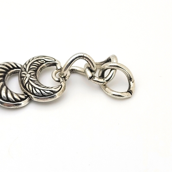 BRIGHTON LAUREL WREATH SILVER PLATE BRACELET OVAL LEAF LINK TOGGLE 7.5" - Picture 5 of 7